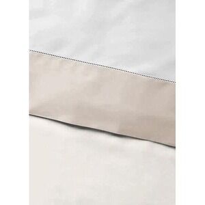 Ralph Lauren Home Organic Cotton Sateen Border Flat Sheet Coastal Sand tan TWIN‎